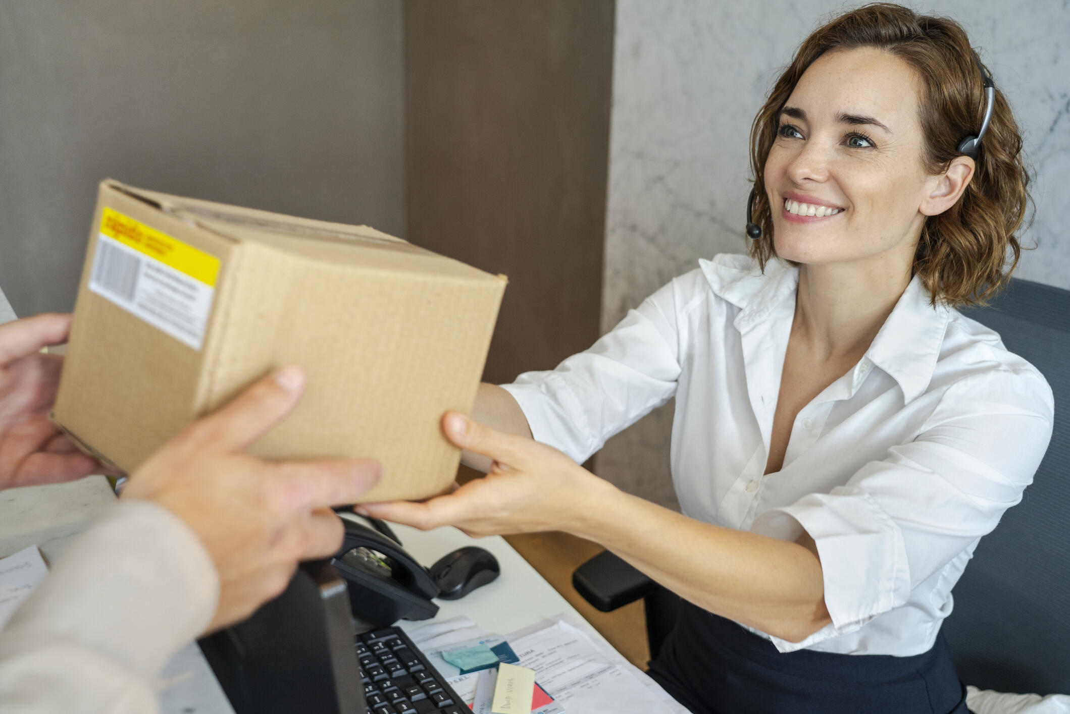 Receptionist receiving package Receptionist receiving package